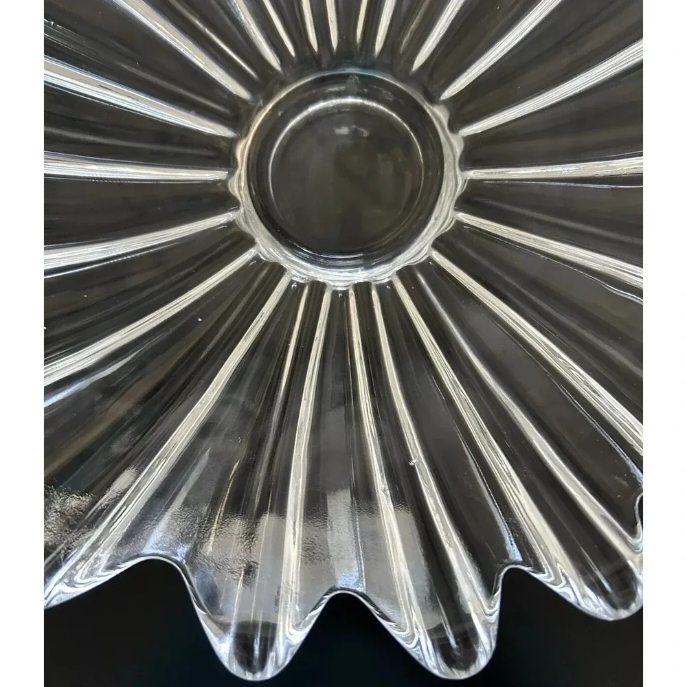 Vintage Fostoria Bowl Celestial 11.5 Clear Glass Shallow Ribbed Flower Petal